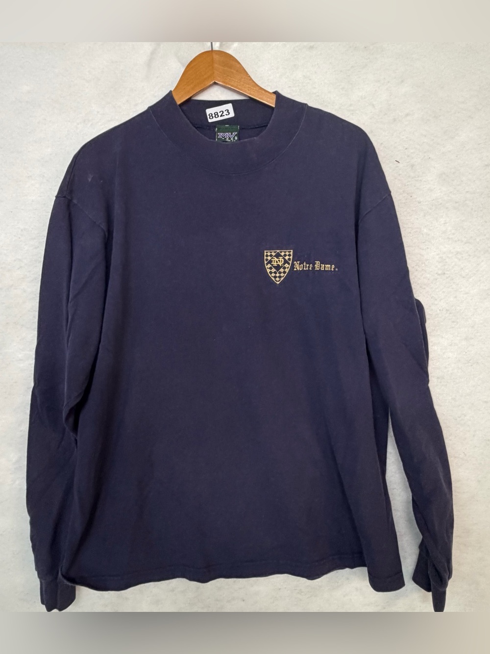 Vintage Notre Dame Sweatshirt Mens L Blue MV Sport Pullover Fighting Irish Y2K